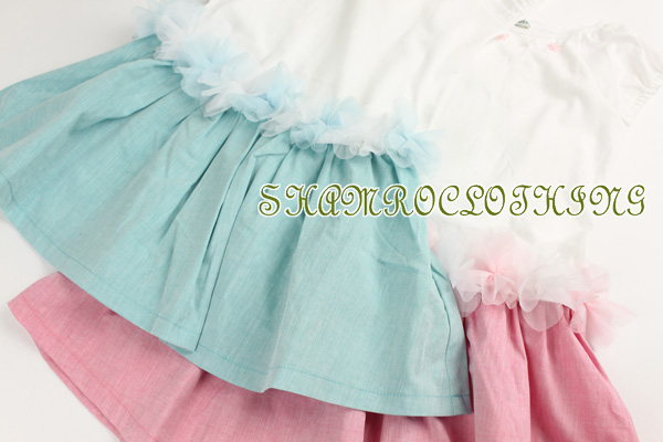 16年春夏新作 Shamroclothing シャムロックロージング チュール花付き切替ワンピース ピンク 1cm 送料無料